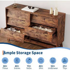 Commode à 6 tiroirs, commode vintage avec design biseauté, meuble TV moderne pour chambre à coucher, salon, entrée et couloir