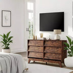 Commode à 6 tiroirs, commode vintage avec design biseauté, meuble TV moderne pour chambre à coucher, salon, entrée et couloir