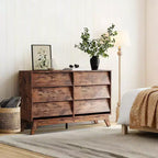 Commode à 6 tiroirs, commode vintage avec design biseauté, meuble TV moderne pour chambre à coucher, salon, entrée et couloir