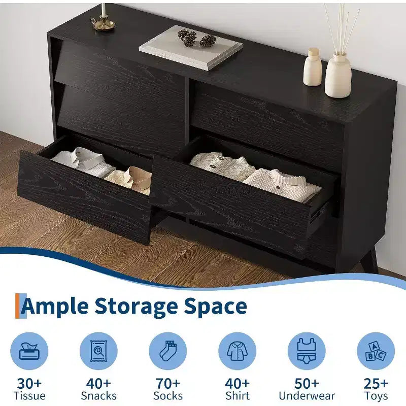 Commode à 6 tiroirs, commode vintage avec design biseauté, meuble TV moderne pour chambre à coucher, salon, entrée et couloir