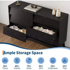 Commode à 6 tiroirs, commode vintage avec design biseauté, meuble TV moderne pour chambre à coucher, salon, entrée et couloir