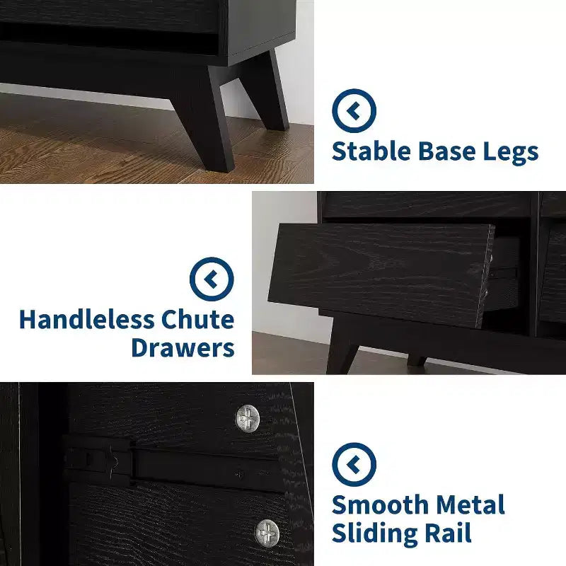 Commode à 6 tiroirs, commode vintage avec design biseauté, meuble TV moderne pour chambre à coucher, salon, entrée et couloir