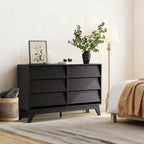 Commode à 6 tiroirs, commode vintage avec design biseauté, meuble TV moderne pour chambre à coucher, salon, entrée et couloir