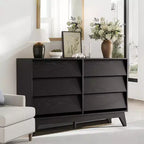 Commode à 6 tiroirs, commode vintage avec design biseauté, meuble TV moderne pour chambre à coucher, salon, entrée et couloir