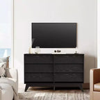 6 Drawer Dresser, Vintage Chest of Drawers with Bevel Design, Modern Dresser TV Stand for Bedroom, Living Room, Entryway and Closet