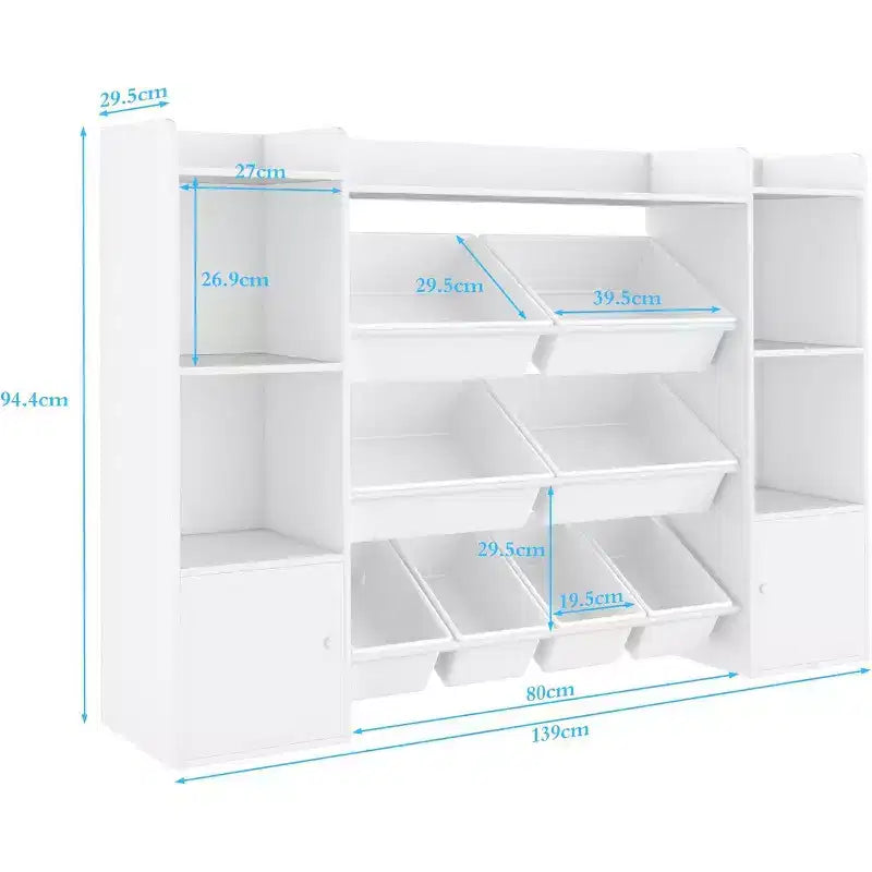 Organisateur de rangement de jouets pour enfants avec 8 bacs en plastique multicolores Solution de rangement de jouets parfaite Étagère à livres et rangement de jouets pour chambre d'étude, chambre d'enfants