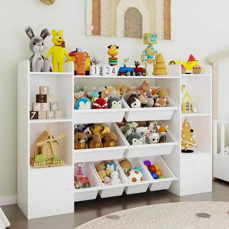 Organisateur de rangement de jouets pour enfants avec 8 bacs en plastique multicolores Solution de rangement de jouets parfaite Étagère à livres et rangement de jouets pour chambre d'étude, chambre d'enfants