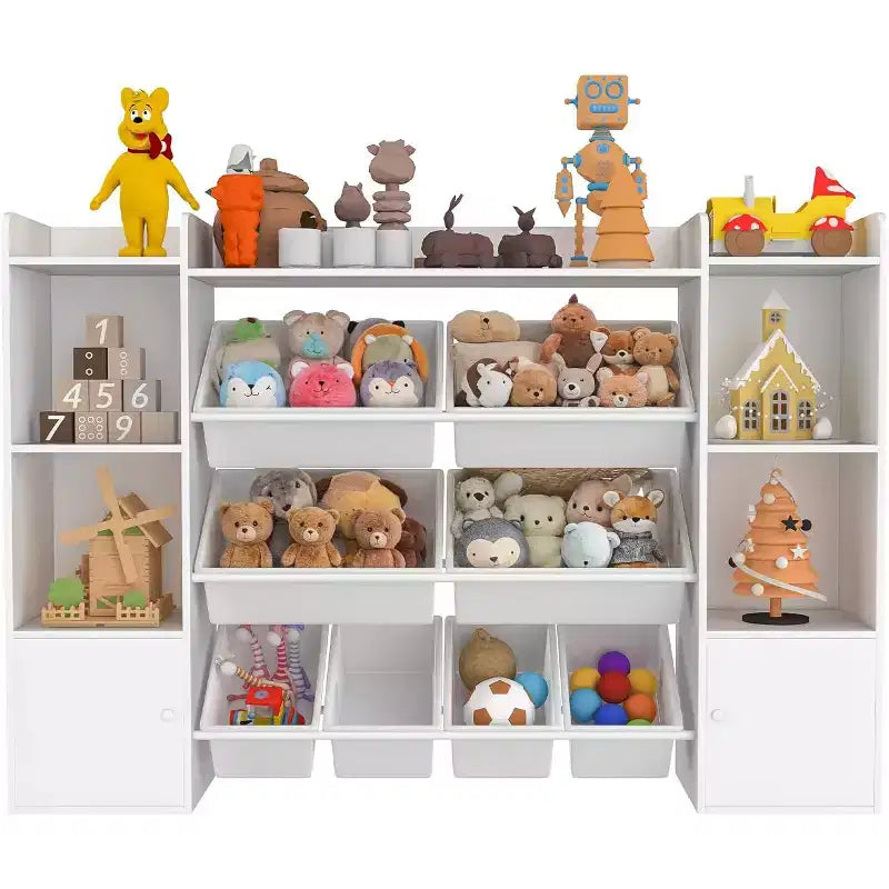 Organisateur de rangement de jouets pour enfants avec 8 bacs en plastique multicolores Solution de rangement de jouets parfaite Étagère à livres et rangement de jouets pour chambre d'étude, chambre d'enfants