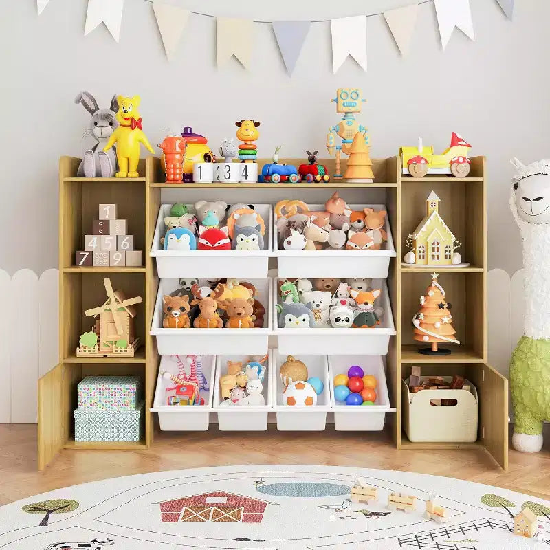 Organisateur de rangement de jouets pour enfants avec 8 bacs en plastique multicolores Solution de rangement de jouets parfaite Étagère à livres et rangement de jouets pour chambre d'étude, chambre d'enfants