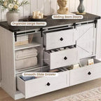 Buffet avec tiroirs, grand buffet de rangement avec étagères et portes, meuble de bar à café de style fermier pour cuisine, salle à manger