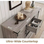 Buffet avec tiroirs, grand buffet de rangement avec étagères et portes, meuble de bar à café de style fermier pour cuisine, salle à manger