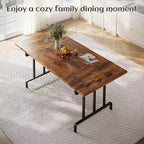 Dining Table, Rectangular Wooden Farmhouse Table - Seats 6, Industrial Vintage Design (Dining Room/Home Office, Easy Assembly)