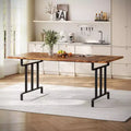 Table à manger, table de ferme rectangulaire en bois - 6 places, design industriel vintage (salle à manger/bureau à domicile, montage facile)