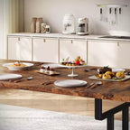 Table à manger, table de ferme rectangulaire en bois - 6 places, design industriel vintage (salle à manger/bureau à domicile, montage facile)