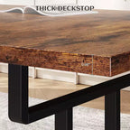 Table à manger, table de ferme rectangulaire en bois - 6 places, design industriel vintage (salle à manger/bureau à domicile, montage facile)