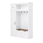 Meuble d'entrée 3-en-1 avec banc, portemanteau avec placard de rangement, tiroirs et crochets, organisateur d'entrée multifonctionnel -