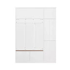 Meuble d'entrée 3-en-1 avec banc, portemanteau avec placard de rangement, tiroirs et crochets, organisateur d'entrée multifonctionnel -