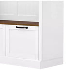 Meuble d'entrée 3-en-1 avec banc, portemanteau avec placard de rangement, tiroirs et crochets, organisateur d'entrée multifonctionnel -