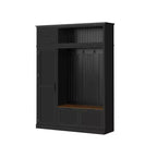 Meuble d'entrée 3-en-1 avec banc, portemanteau avec placard de rangement, tiroirs et crochets, organisateur d'entrée multifonctionnel -