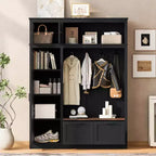 3-in-1 Hall Tree with Bench, Coat Rack with Storage Cabinet, Drawers & Hooks, Multifunctional Entryway Organizer - ModernLuxe