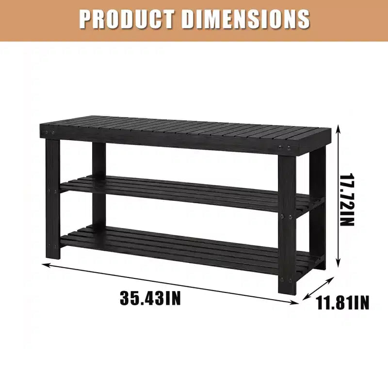 Banc de rangement à chaussures à 3 niveaux en bambou pour entrée - Organisateur de chaussures robuste avec une capacité de 130 kg