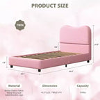 Cadre de lit rembourré doux pour enfants, taille double, profil bas, lattes en bois solides, pas de sommier tapissier