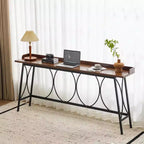 82.28in High Top Modern Bar Table for Home Bar Coffee Station Kitchen Dining and Console Use in Brown