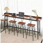 Table de bar moderne haute de 208,94 cm pour bar, coin café, cuisine, salle à manger et console, couleur marron