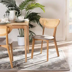 Baxton Studio 2pc Dannell Fabric and Wood Dining Chairs Gray/Natural Oak/Light Brown: Polyester Upholstery, Rubberwood Frame