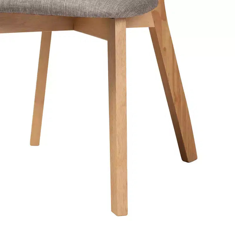 2 chaises de salle à manger Dannell en tissu et bois Gris/Chêne naturel/Marron clair : Revêtement en polyester, cadre en bois d'hévéa