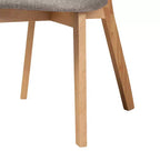 2 chaises de salle à manger Dannell en tissu et bois Gris/Chêne naturel/Marron clair : Revêtement en polyester, cadre en bois d'hévéa