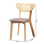 2 chaises de salle à manger Dannell en tissu et bois Gris/Chêne naturel/Marron clair : Revêtement en polyester, cadre en bois d'hévéa