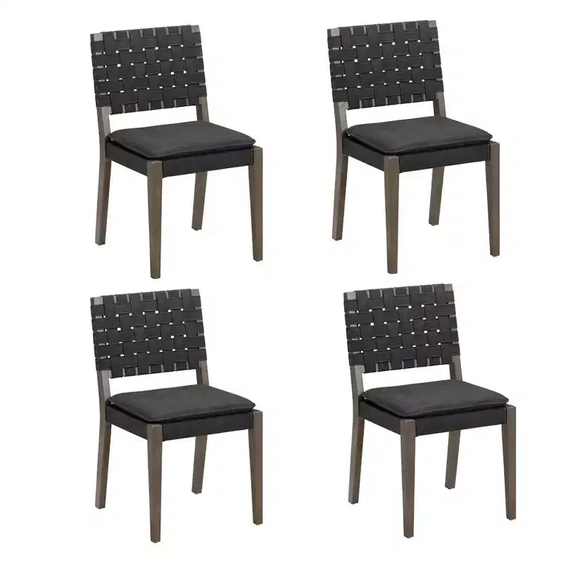 de 4 chaises de salle à manger Cohen en similicuir noir