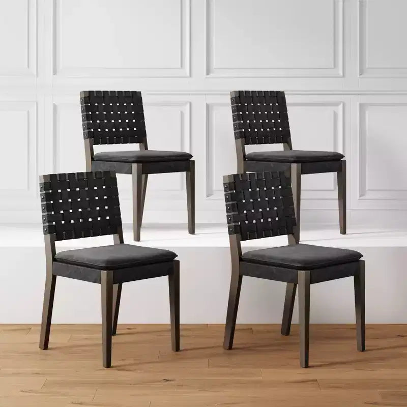 de 4 chaises de salle à manger Cohen en similicuir noir
