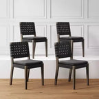 de 4 chaises de salle à manger Cohen en similicuir noir
