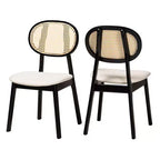 2 chaises de salle à manger Darrion en tissu et bois Crème/Noir/Marron clair : Revêtement en polyester, Structure en bois d'hévéa