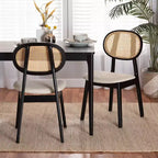 2 chaises de salle à manger Darrion en tissu et bois Crème/Noir/Marron clair : Revêtement en polyester, Structure en bois d'hévéa