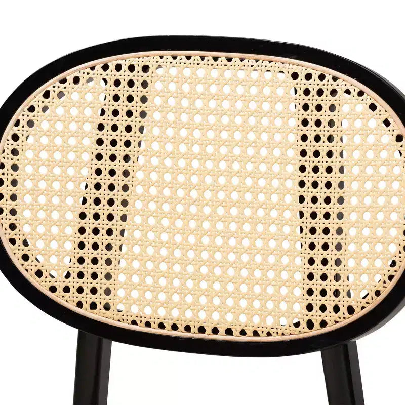 2 chaises de salle à manger Darrion en tissu et bois Crème/Noir/Marron clair : Revêtement en polyester, Structure en bois d'hévéa