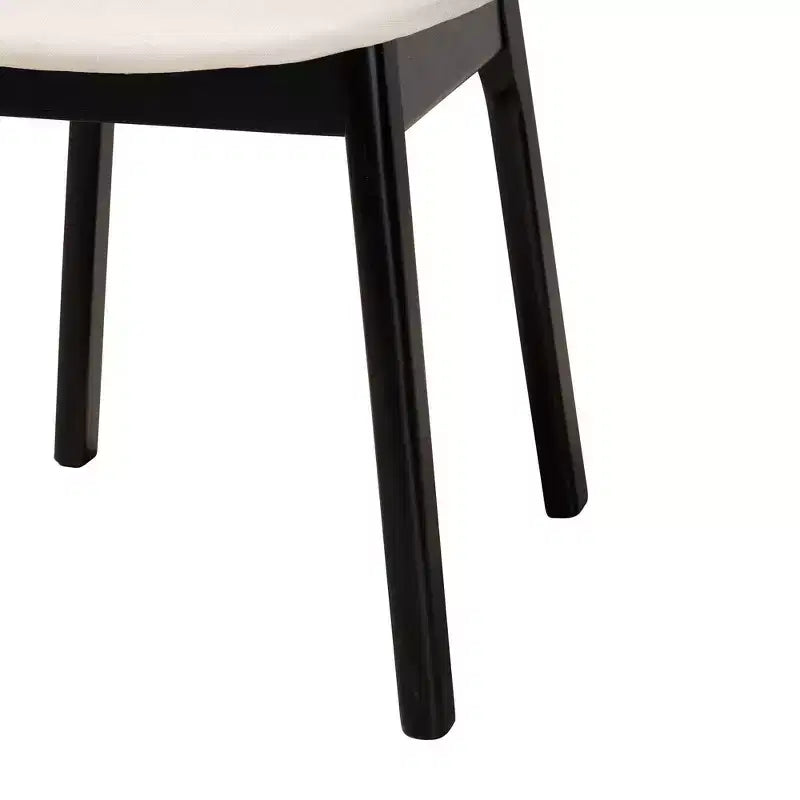 2 chaises de salle à manger Darrion en tissu et bois Crème/Noir/Marron clair : Revêtement en polyester, Structure en bois d'hévéa
