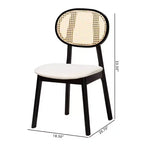 2 chaises de salle à manger Darrion en tissu et bois Crème/Noir/Marron clair : Revêtement en polyester, Structure en bois d'hévéa