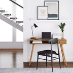Bureau Parker Mid-Century avec tiroir acacia marron clair : plateau en MDF, pieds en bois massif, mobilier de bureau à domicile