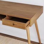 Bureau Parker Mid-Century avec tiroir acacia marron clair : plateau en MDF, pieds en bois massif, mobilier de bureau à domicile