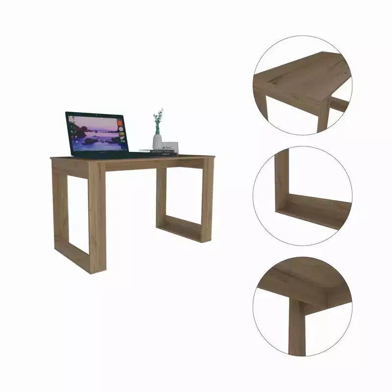 Bureau informatique Shenyang marron - : Design ergonomique, stratifié bois, 120,65 cm de large