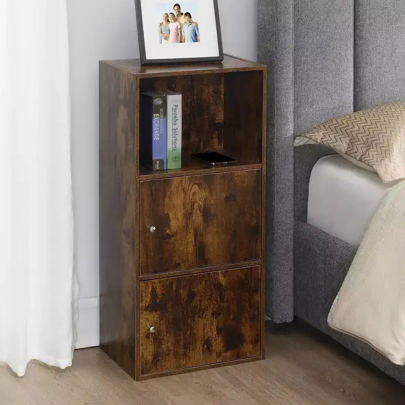 Armoire de rangement supplémentaire 2 portes avec étagère aspect bois de grange - : Loquets magnétiques, organiseur de bureau et de salle de bain