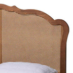 Lit plateforme Aithan Queen en bois et rotin, noyer brun
