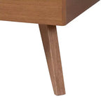 Lit plateforme Aithan Queen en bois et rotin, noyer brun
