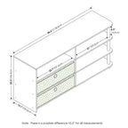 Meuble TV simple, meuble de divertissement pouvant accueillir un téléviseur de 50 pouces, avec étagères de rangement et 2 bacs, chêne blanc