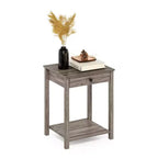 Table d'appoint de canapé Mid-Century avec tiroir et étagère ouverte, chêne rustique