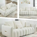 Canapé 3 places en tissu Teddy avec 3 coussins de dossier