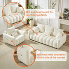 Canapé 3 places en tissu Teddy avec 3 coussins de dossier